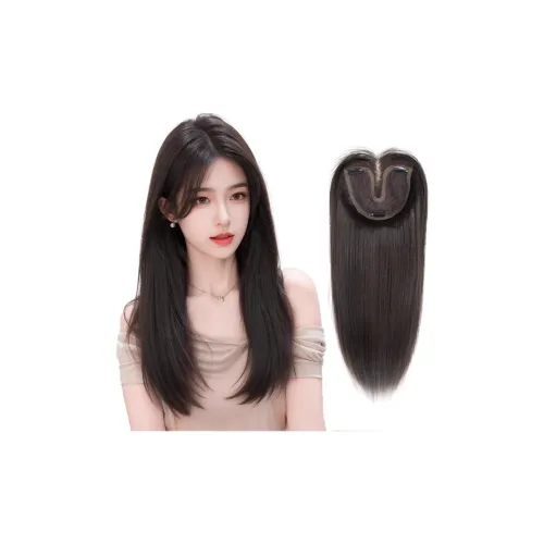 QIYEXUE Средний Раздел Топ Волосы Замена Без Сетки для Волос Женская Перука Полная Голова Искусственный Шелк Комплект