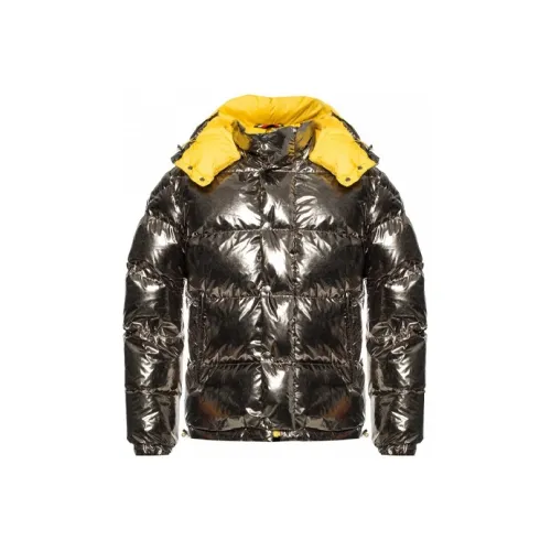Moncler Однотонный С капюшоном Пуховик Мужской Серебряный