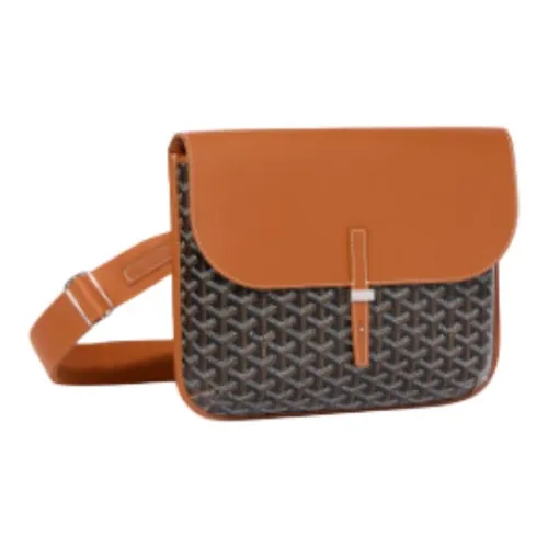 GOYARD Холст Телячья кожа Курьерская сумка Сумка через плечо Сумка Унисекс Черный Коричневый