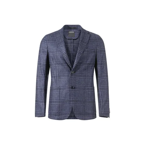 Zegna FW24 Бизнес-костюм Пальто Мужской Морской Синий