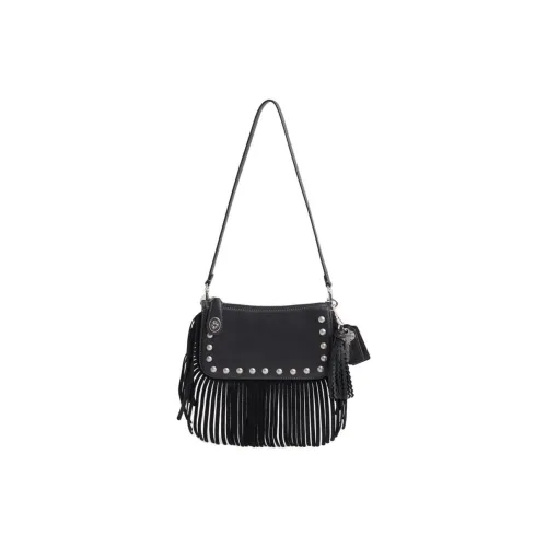 COACH Penn Кожа Плечевая Сумка Маленькая Женская Черная