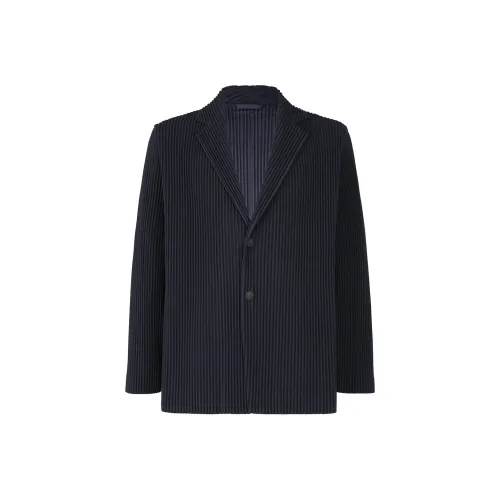 Homme Plissé Issey Miyake SS24 Бизнес Костюм Пальто Мужской Морской Синий
