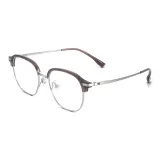 Холодный чайный коричневый | Матовый серебристый-C09 & Защита от синего света, 0 диоптрий, линзы