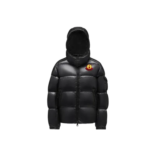 MONCLER GENIUS FW21 Однотонный Геометрический узор С капюшоном Короткий пуховик Унисекс Черный