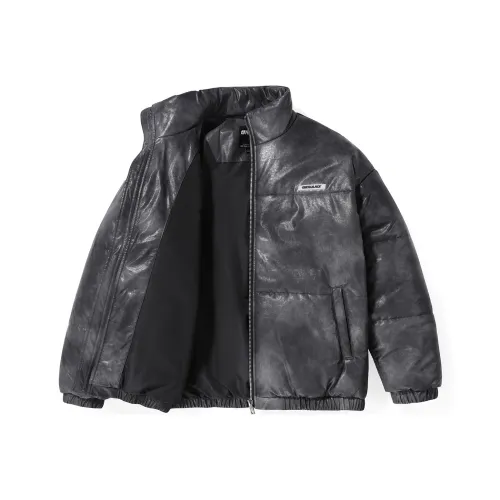 GENANX Буква Воротник-стойка Свободный крой Пуховая куртка Унисекс Черный Серый