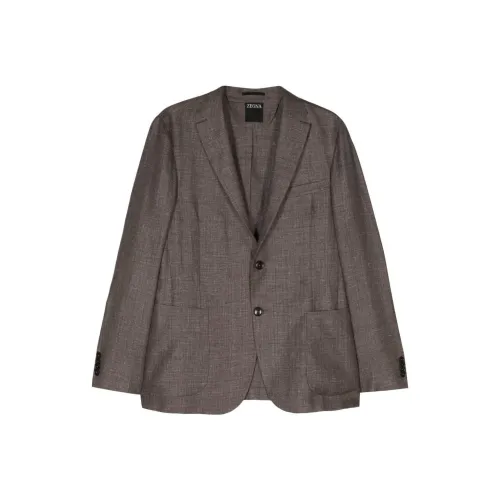 Zegna SS24 Бизнес Костюм Пальто Мужской Оливково-коричневый