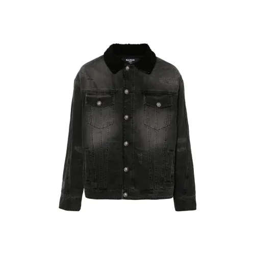 BALMAIN SS24 Denim Jacket Men's Charcoal Gray