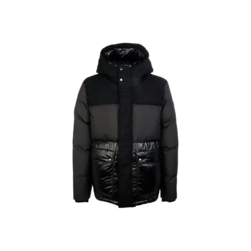 WOOLRICH Геометрический узор С капюшоном Свободный крой Пуховая куртка Мужская Черная