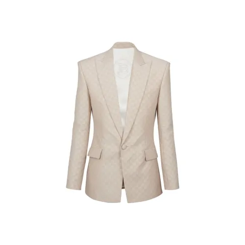 BALMAIN SS24 Бизнес-костюм Пальто Мужской Бежевый