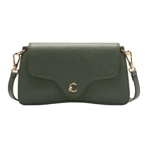 COCCINELLE C ME Коровья кожа крупнозернистая текстура сумка через плечо женская цвет водорослевый зеленый