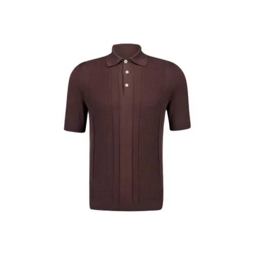 BRUNELLO CUCINELLI Темно-коричневая мужская поло