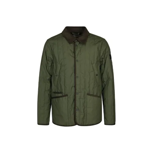 WOOLRICH FW21 Однотонный Отложной воротник Свободный крой Пуховая куртка Мужская Армейский зеленый