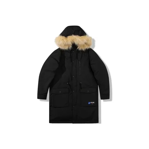 SPALDING Однотонный с капюшоном средний пуховик унисекс черный