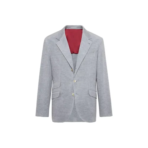 BRUNELLO CUCINELLI SS24 Бизнес-костюм Пальто Мужское Светло-серое