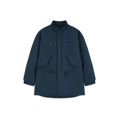 MMLG Однотонный Letters Воротник-стойка Свободный крой MID Длина Пуховая куртка Унисекс