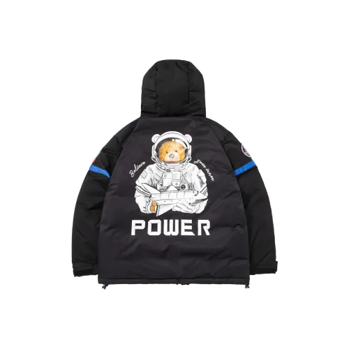 AMONSTER Мультяшный Letter С капюшоном Loose Fit Утолщенный хлопковый пуховик Унисекс