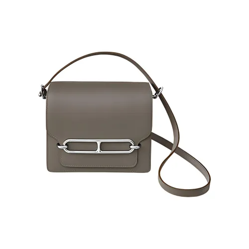 HERMES Roulis Кожа Evercolor Nose Сумка Сумка через плечо Мини Женская 8F Gris ÉTain Олово-серый