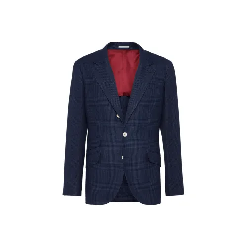 BRUNELLO CUCINELLI SS24 Бизнес-костюм Куртка Мужская Морской Синий