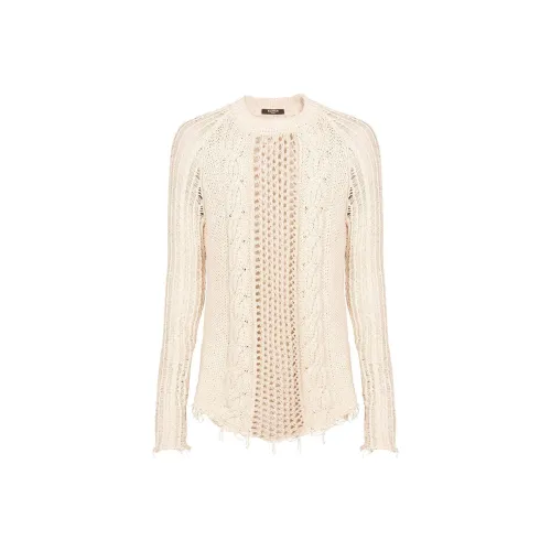 BALMAIN Экрю Мужские Свитера