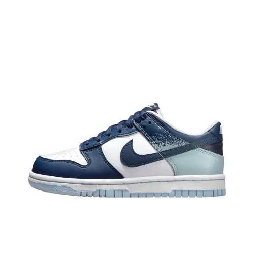 Nike Dunk Амортизация Износостойкий Низкий Топ Детские Скейтбординги Белый Морской Синий