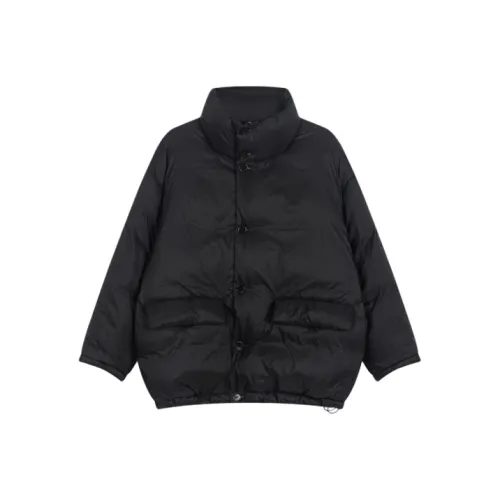 Bosieagender Однотонный Воротник-стойка Свободный крой Пуховая куртка Унисекс