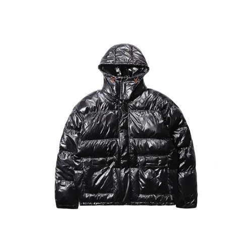 Muscle Dog Однотонный С капюшоном Свободный крой Короткий хлопковый пуховик Мужской Черный