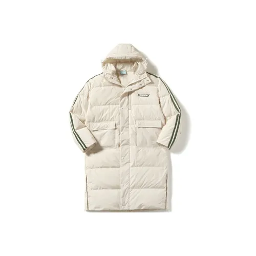 NOCAO Буква Полосы С капюшоном Свободный крой Длинный Пух Пуховая куртка Унисекс