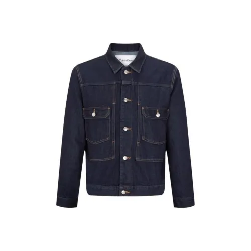 CALVIN KLEIN Simple Collection Denim Jacket Unisex Dark Blue