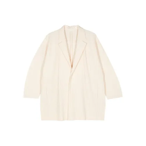 Homme Plissé Issey Miyake SS24 Бизнес Костюм Пальто Мужской Айвори