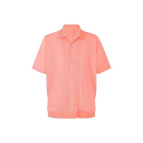 Homme Plissé Issey Miyake SS25 Рубашка Мужская Ярко-Розовая