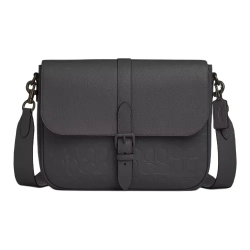 COACH WARNER Телячья кожа с кожаными вставками сумка на плечо большая мужская угольная