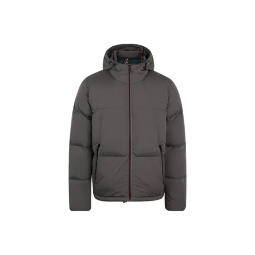 PS By Paul Smith Однотонный с капюшоном пуховик мужской серый