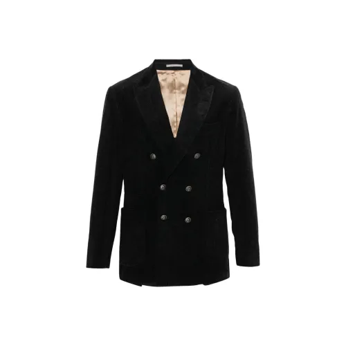 BRUNELLO CUCINELLI SS24 Бизнес-костюм Пальто Мужской Угольный Серый