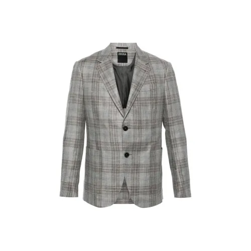 Zegna SS24 Бизнес Костюм Пальто Мужской Серый