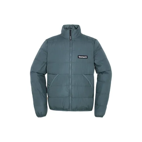 Timberland Однотонный Воротник-стойка Пуховик Мужской Асфальтовый Серый
