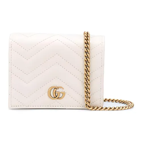 GUCCI Marmont Стеганый кожа цепочка сумка через плечо Женская белая