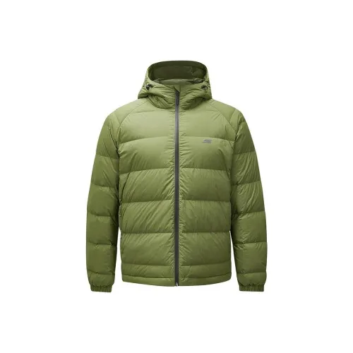 Skechers Хлопковый пуховик Мужской Темно-зеленый мох