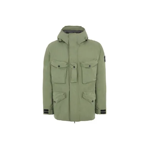 STONE ISLAND Пуховик Мужской Оливково-зеленый