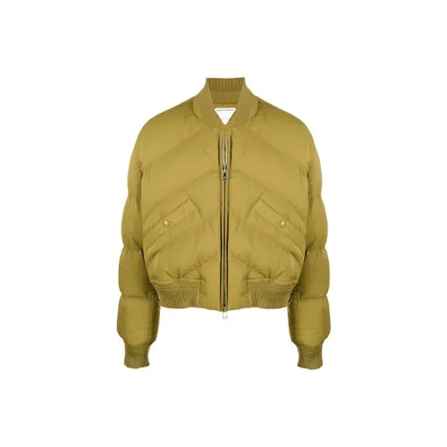 Bottega Veneta Однотонный Бейсбольный воротник Пуховик Мужской Зеленый