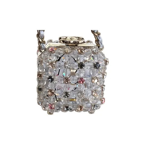 CHANEL Глазурованный жемчуг с стразами Вечерняя сумка Сумка через плечо Маленькая женская прозрачная