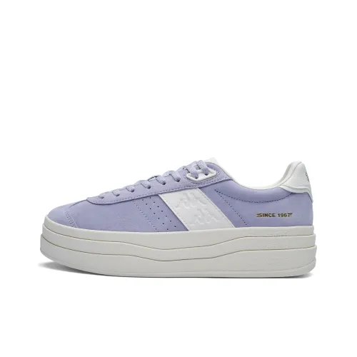 KAPPA K Love Спина к Спине Противоскользящие Устойчивые к Износу Низкий Топ Скейтборд Кроссовки Женские Mist Фиолетовый Классический Белый