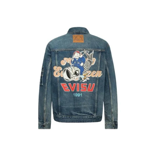 EVISU Джинсовый синий Мужской Джинсовые куртки