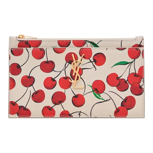 SAINT LAURENT Кожа Coin Wallet Clutch Women's Soft Milk White