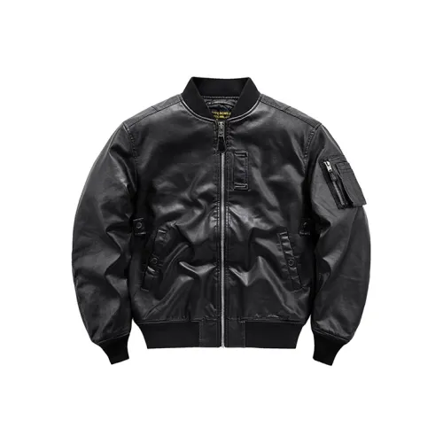 VIP Однотонный Бейсбольный воротник Свободный крой Утолщенный хлопковый пуховик Мужской Черный