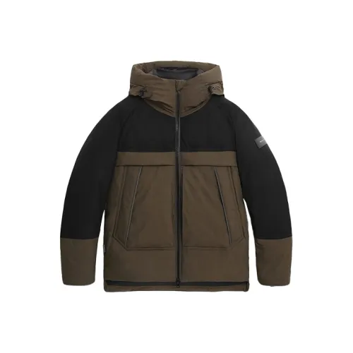 WOOLRICH С капюшоном пуховик мужской темно-зеленый