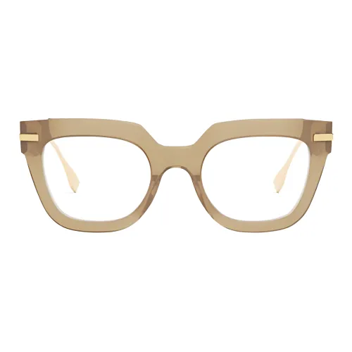 FENDI Металлические Ацетатные Оправы для Очков Бабочка Женские Желтые