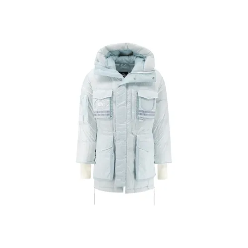 Canada Goose Letter С капюшоном Свободный крой MID Пуховая куртка Унисекс Melt Aqua Blue