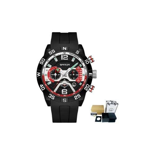 Sanda Кварцевый механизм силиконовый ремешок мужские часы черный циферблат