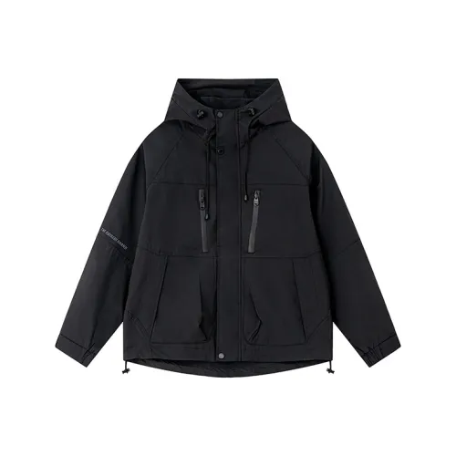 CAISEDI Куртки и Пальто Мужской Черный