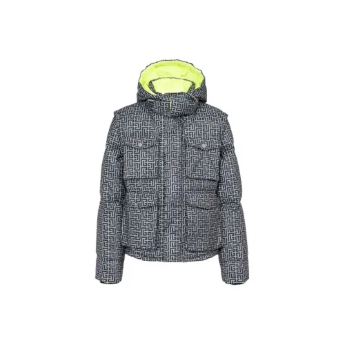 BALMAIN Silver Men's Down Jackets BALMAIN Серебряный Мужские Пуховики